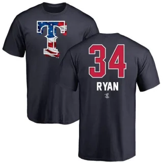 Men's Texas Rangers Nolan Ryan Navy Name and Number Banner Wave T-Shirt