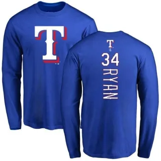 Men's Texas Rangers Nolan Ryan Royal Backer Long Sleeve T-Shirt