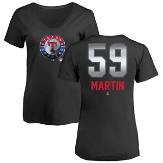 Women's Texas Rangers Brett Martin Black Midnight Mascot V-Neck T-Shirt