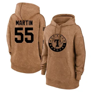 Women's Texas Rangers Chris Martin Brown 2023 Salute to Service Pullover Hoodie